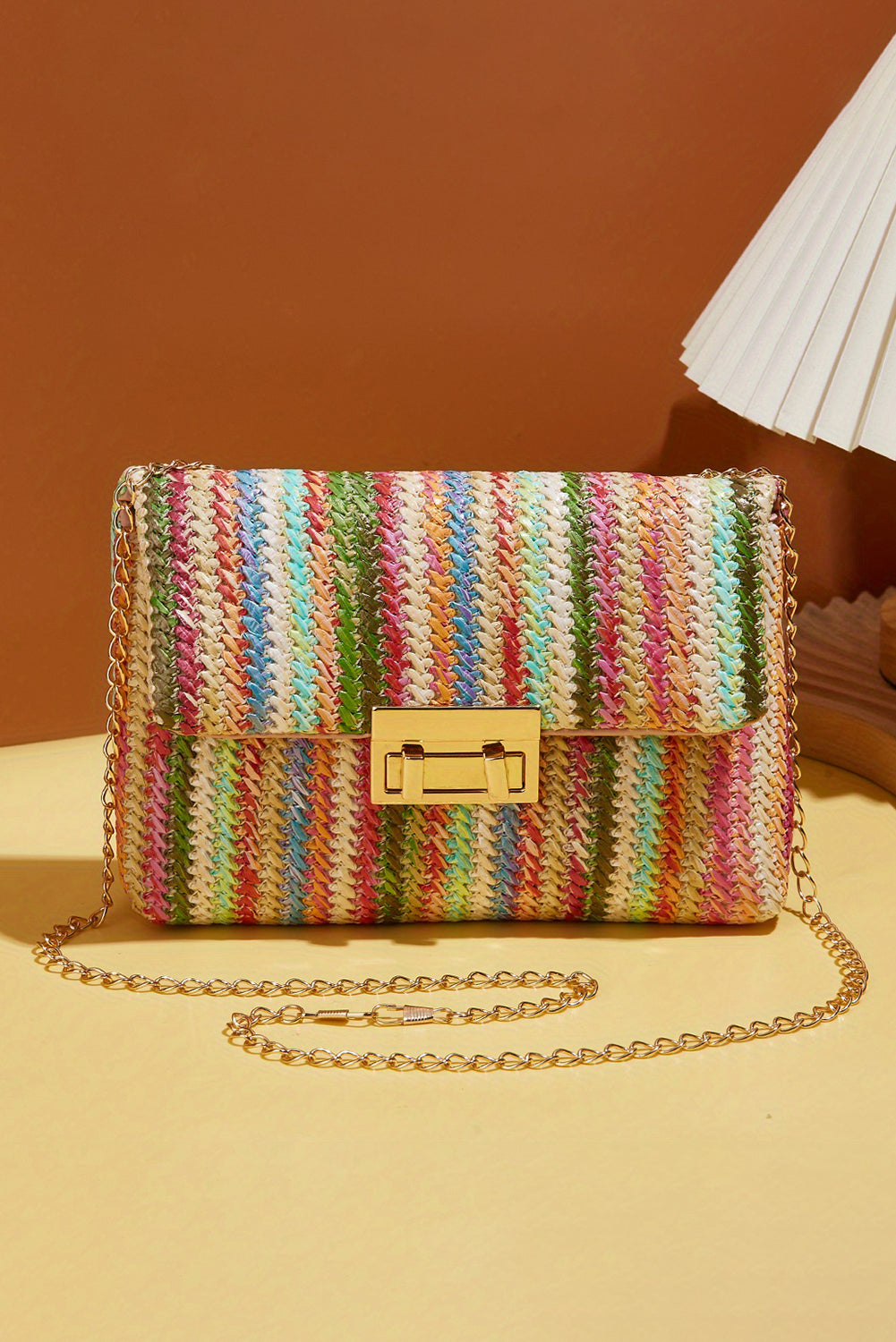Strawberry Pink Bohemian Woven Gold Chain Shoulder Bag - Incognito Sunglasses