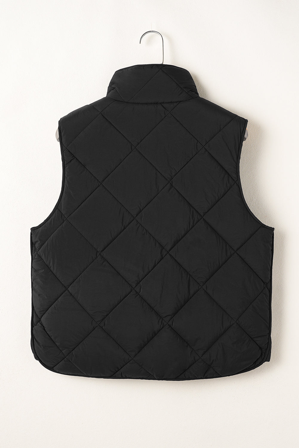 Black Quilted High Neck Button Up Pocket Vest Coat - Incognito Sunglasses