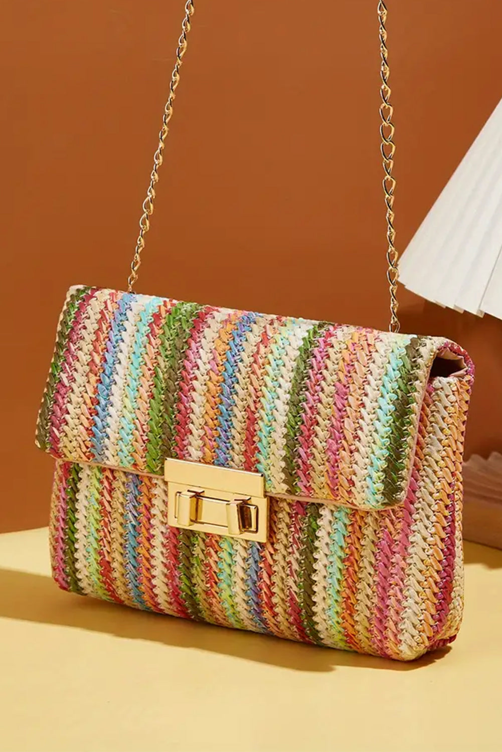 Strawberry Pink Bohemian Woven Gold Chain Shoulder Bag - Incognito Sunglasses