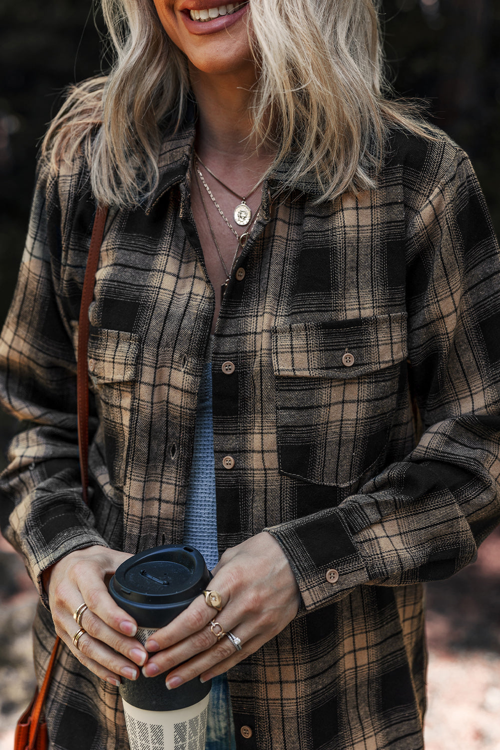 Multicolour Retro Plaid Double Flap Pocket Brushed Shacket - Incognito Sunglasses